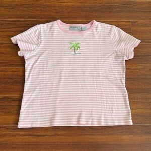 Vintage Striped Palm Tree Tshirt sz petite medium